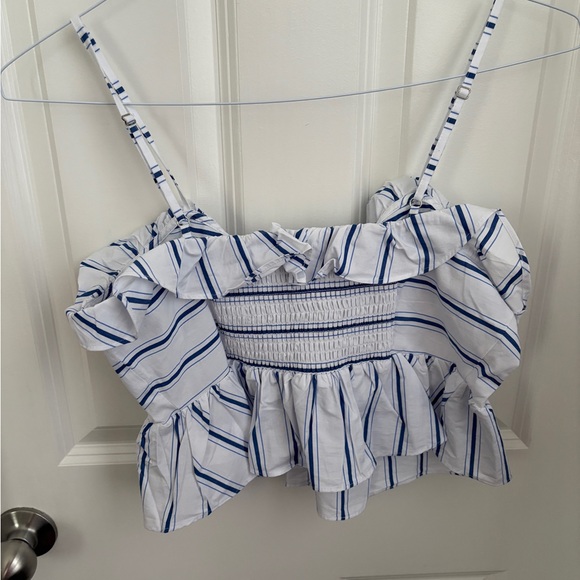 Express Peplum Cropped Tie Striped Tank Top Women’s Medium - Picture 4 of 5